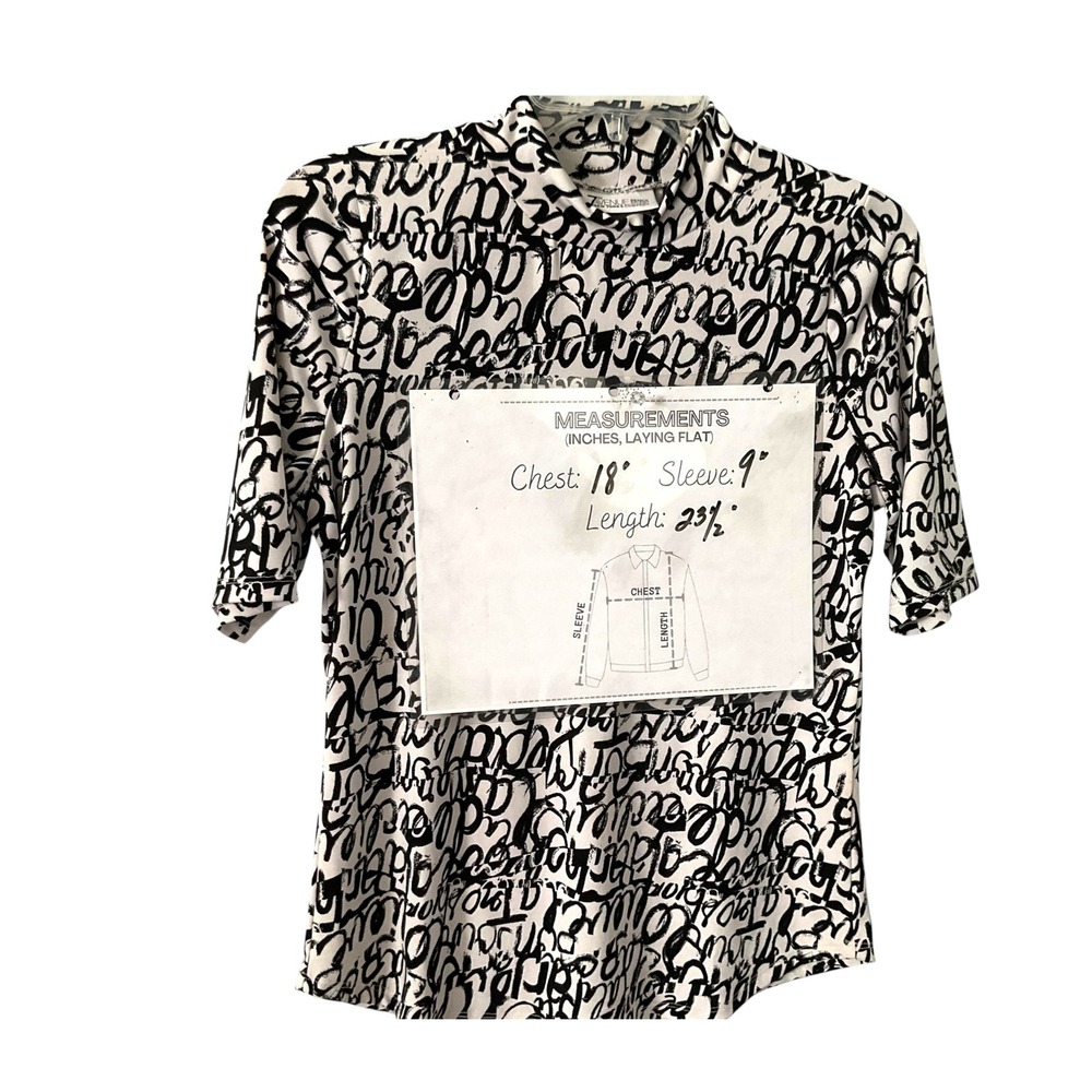 New York & Company 7th Avenue Mock Neck Graffiti Print Top Black White XS - Picture 7 of 7